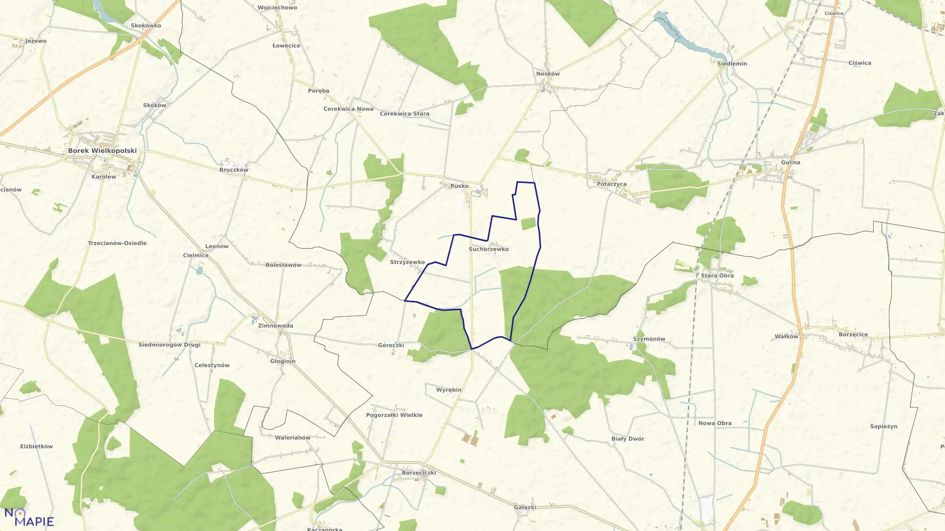 Mapa obrębu SUCHORZEWKO w gminie Jaraczewo